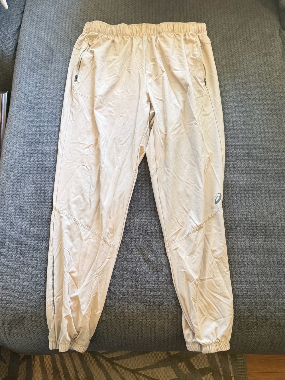 ASICS Beige Athletic Jogger Pants with Elastic Waist
